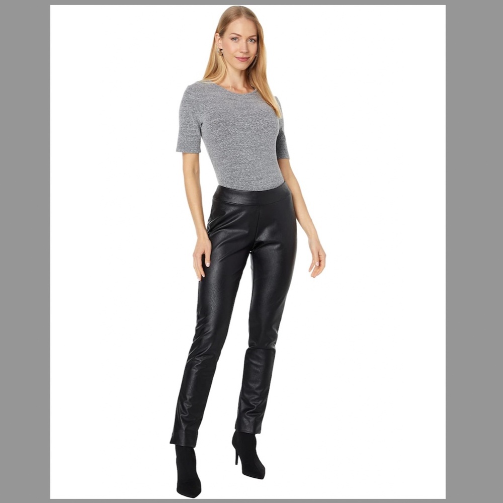 Krazy Larry Women Faux Leather Pleather Black Pants Size 6 NWOT